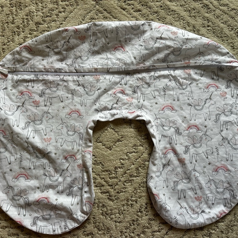 Boppy Unicorn and Rainbow Pillow Cover - Pink and Gray